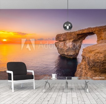 Picture of Panoramic View of Amazing Sunset over the Sea near Azure Window using as Wallpaper or Nature Background Gozo Malta